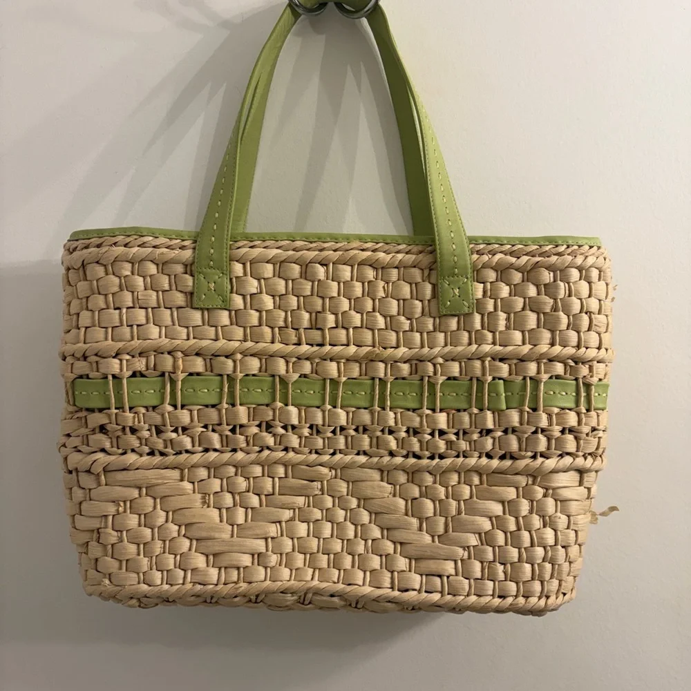 Brighton Tan and Green Woven Tote